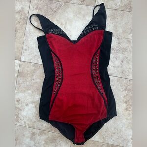 ASOS Studded Bodysuit Black and Red